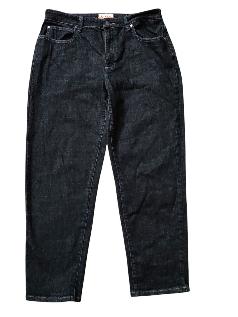 Eileen Fisher Denim Cropped Jeans Stretch Black High Rise Classic